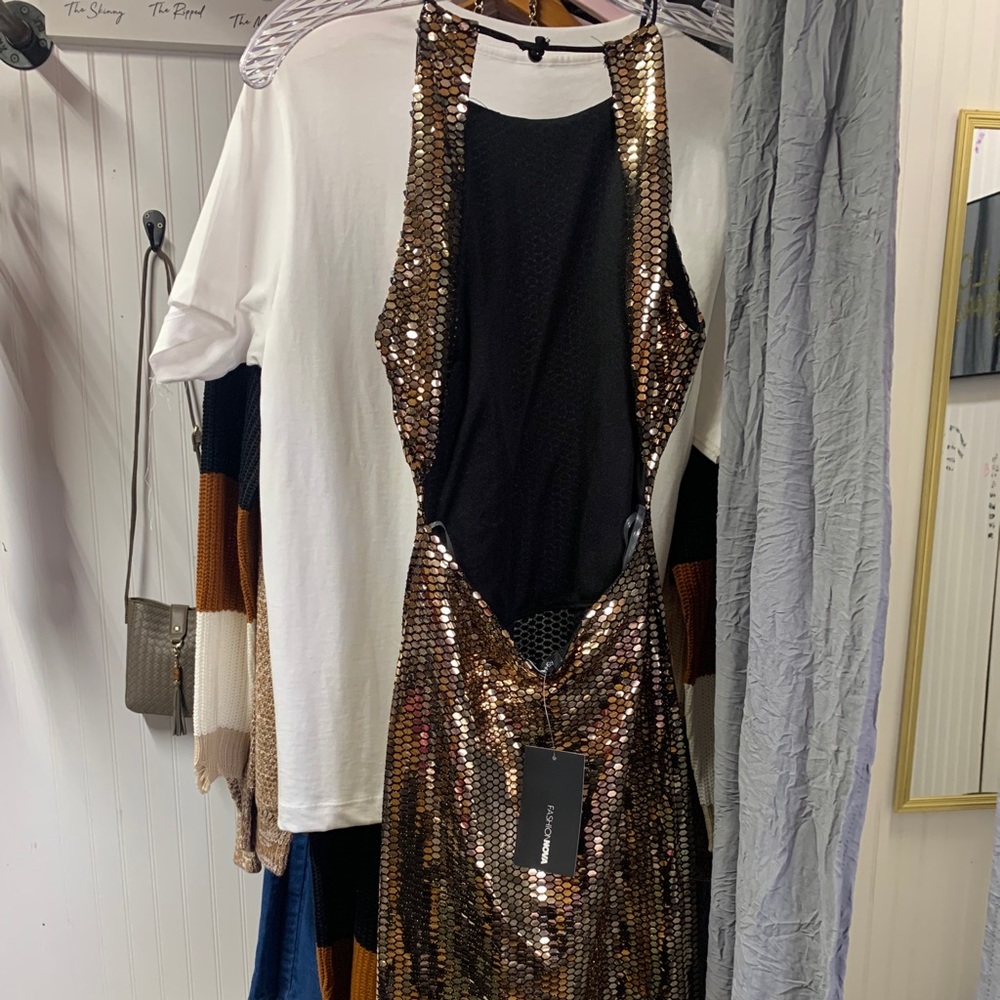 Fashion Nova Gold Dress